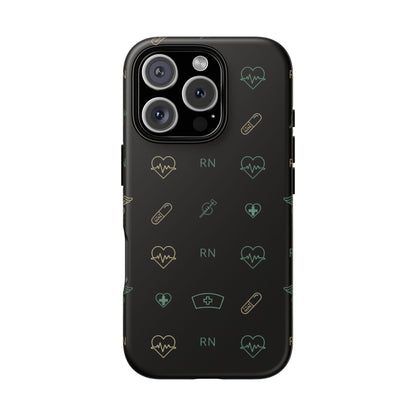 RN Nurse Phone Case – Minimal Medical Icon Pattern Healthcare Worker Tough Case
