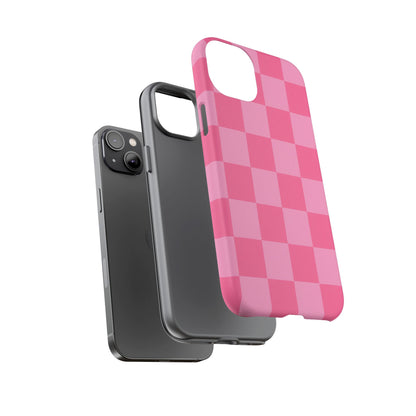 Pink Checkerboard Phone Case | Cute Aesthetic Checkered iPhone & Samsung Tough Case