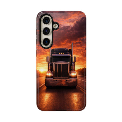 Big Rig Truck Phone Case Sunset Highway Semi Truck iPhone Samsung Cover
