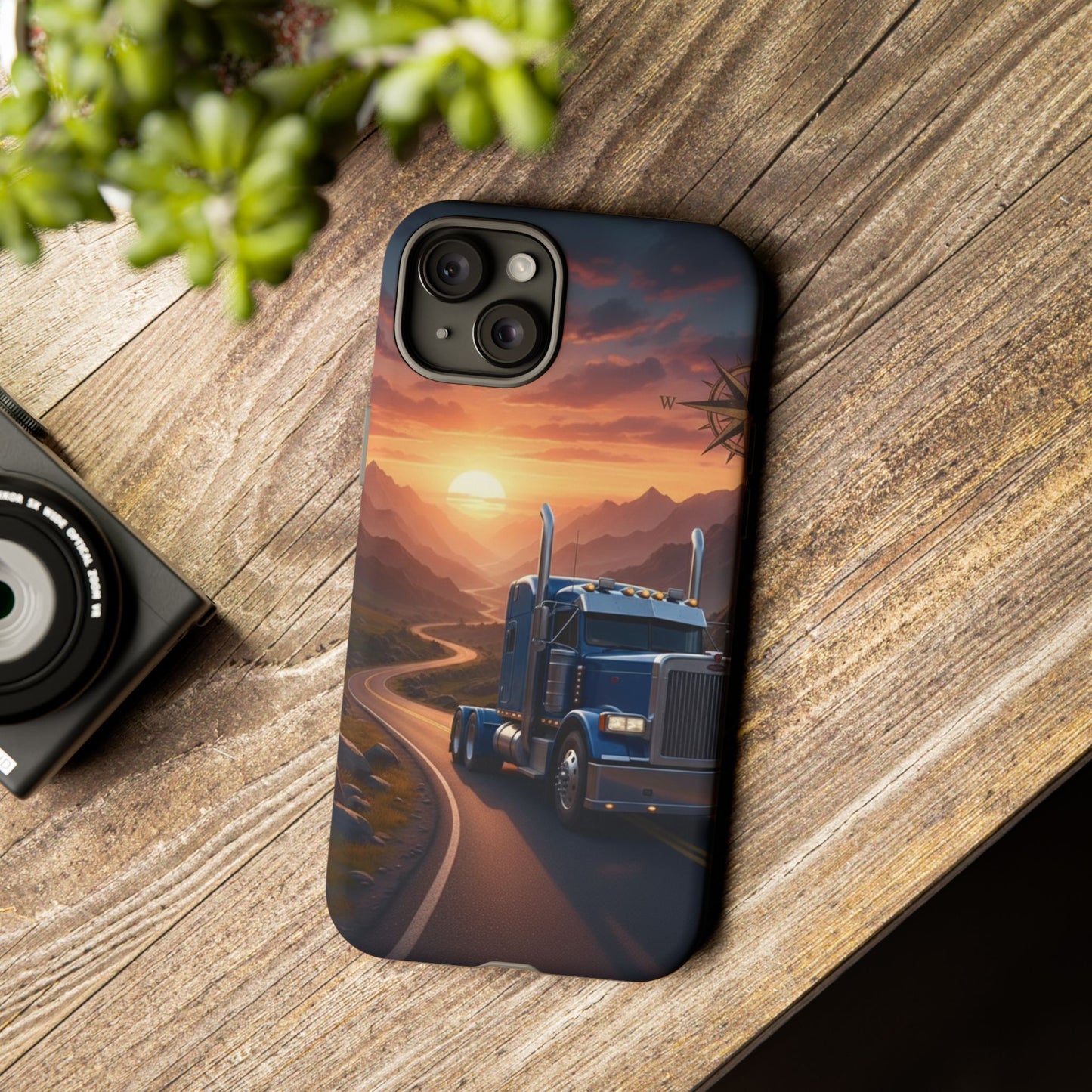 Semi Truck Sunset Phone Case | Trucker Gift | Diesel Truck Highway Road iPhone & Samsung Tough Protective Case