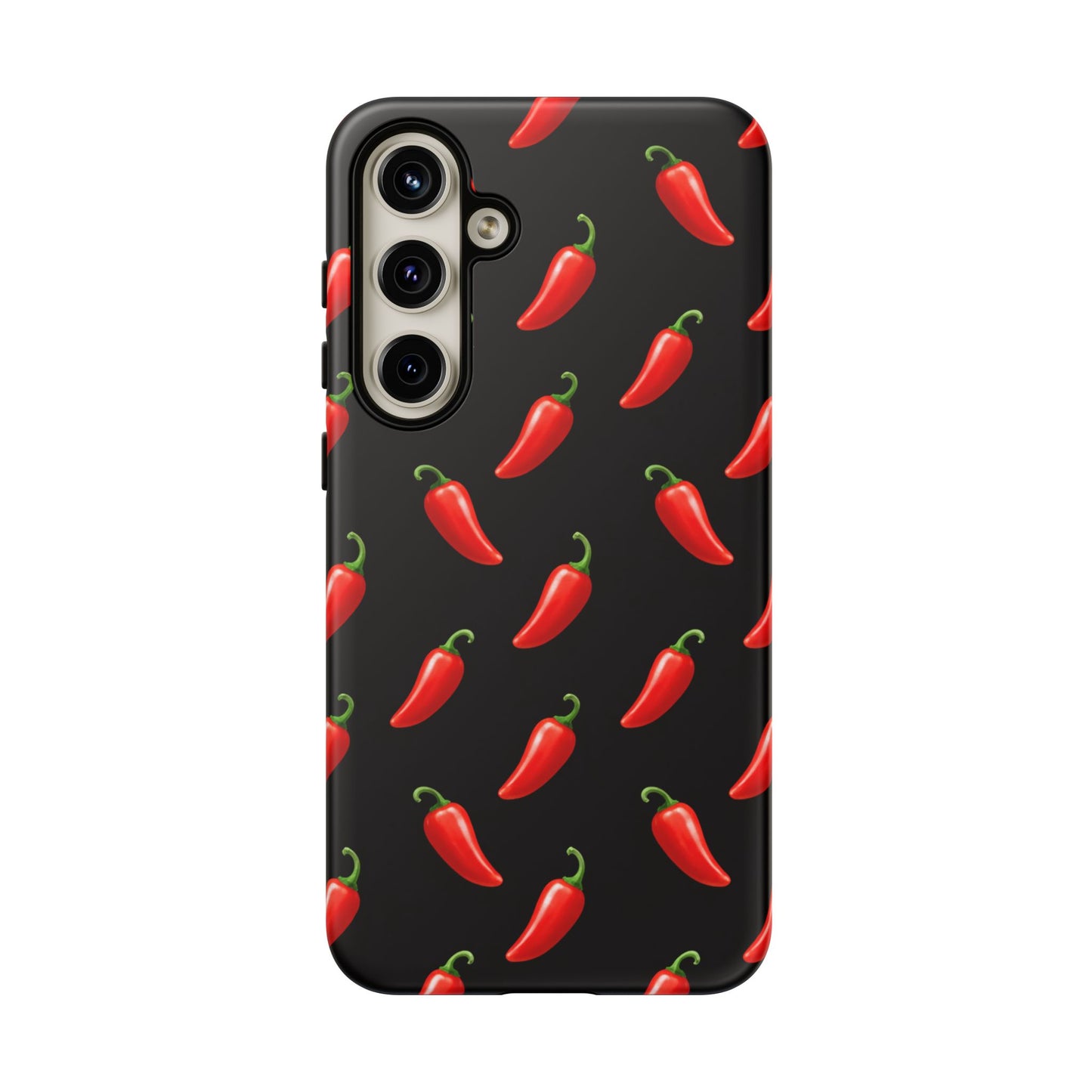 Spicy Chili Pepper Phone Case – Black Cute Hot Pepper Tough Cover for Iphone, Samsung Galaxy and Pixel