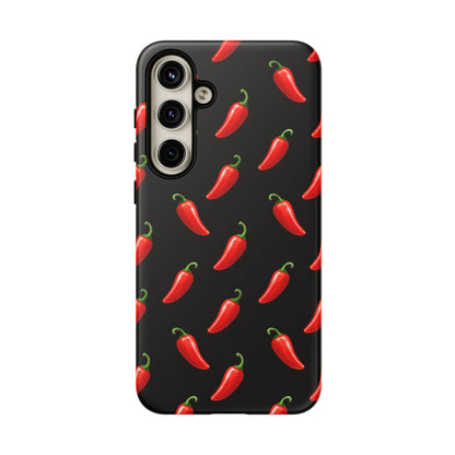 Spicy Chili Pepper Phone Case – Black Cute Hot Pepper Tough Cover for Iphone, Samsung Galaxy and Pixel