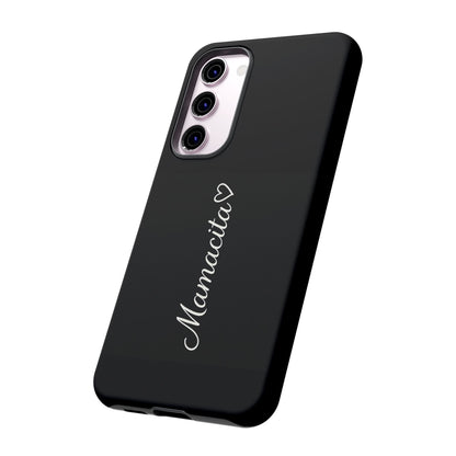 Mamacita Script Phone Case | Minimal Black Tough Case | Sleek Aesthetic Cover