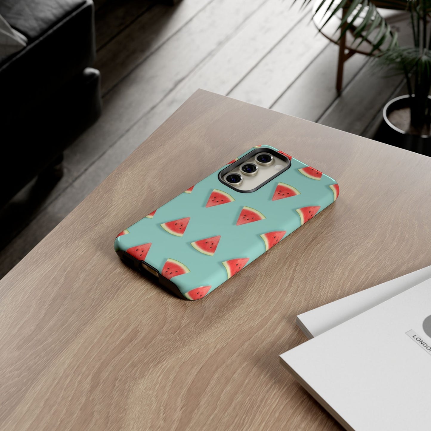Watermelon Phone Case – Pastel Blue Summer Fruit Tough Case (iPhone, Samsung, Pixel)
