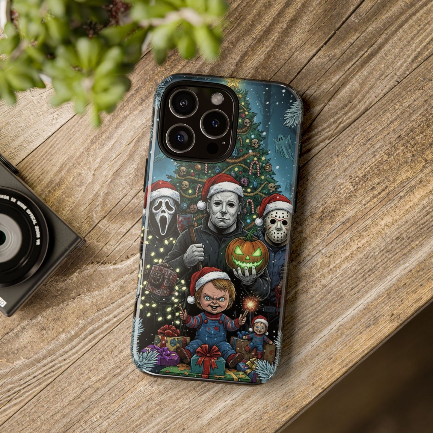 Christmas Horror Phone Case – Festive Slasher Collage Tough Case (iPhone, Samsung, Pixel)