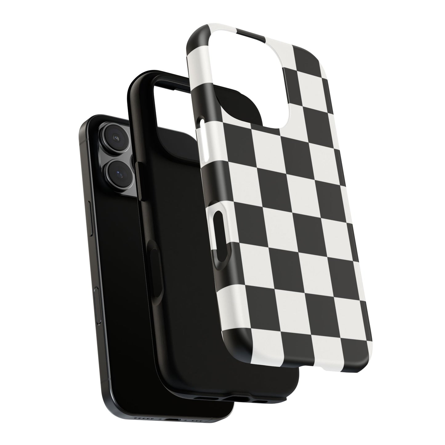 Black & White Checkerboard Phone Case – Classic Aesthetic Tough Protective Case