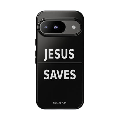 Jesus Saves Phone Case Christian Religious Minimalist Black Tough Cover