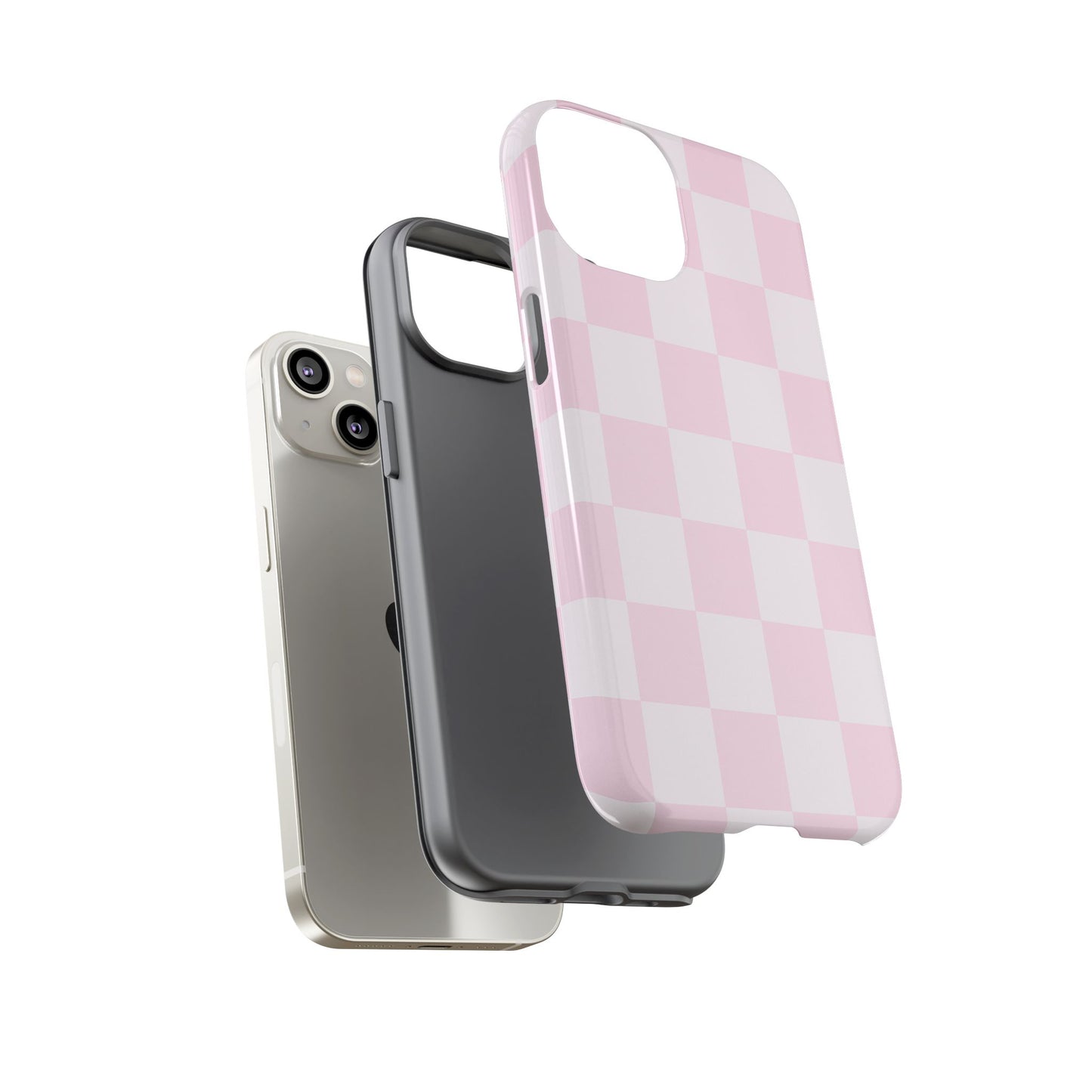 Light Pink Checkerboard Phone Case | Pastel Aesthetic Checkered iPhone & Samsung Tough Case