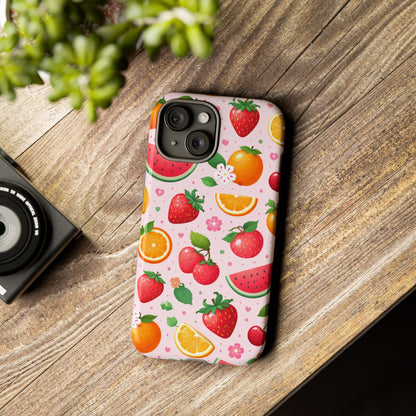 Fruit Phone Case – Tough Shockproof, Strawberry Cherry Citrus Summer Design for Iphone, Samsung Galaxy and Pixel