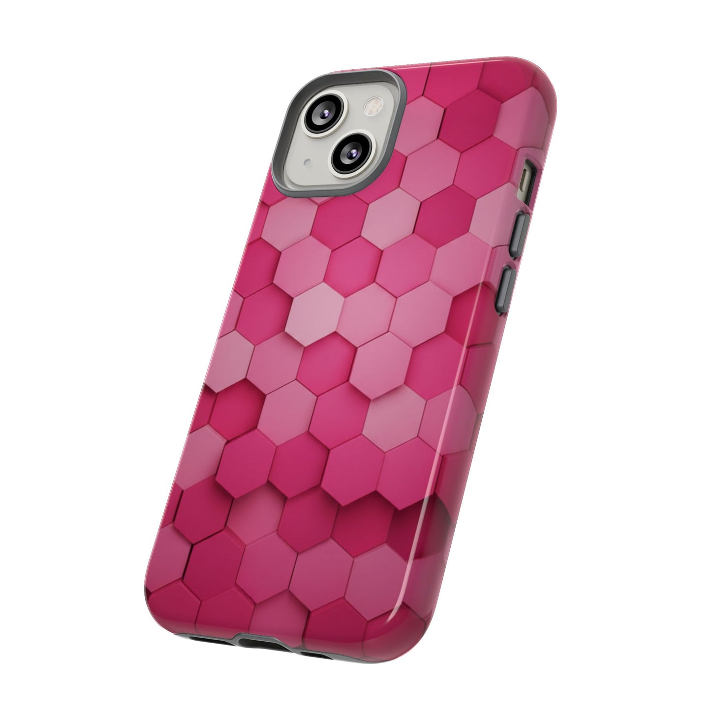 Hot Pink Hexagon Phone Case | Honeycomb Geometric Aesthetic | Cute Pink iPhone & Samsung Tough Protective Case