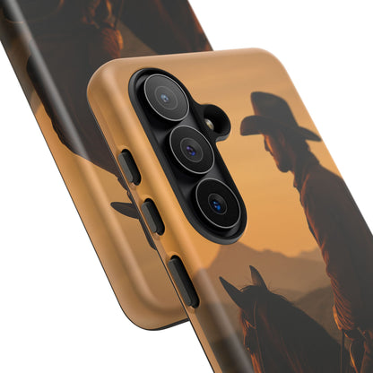Western Cowboy Sunset Phone Case | Horse Rider Desert Aesthetic Tough Protective Case