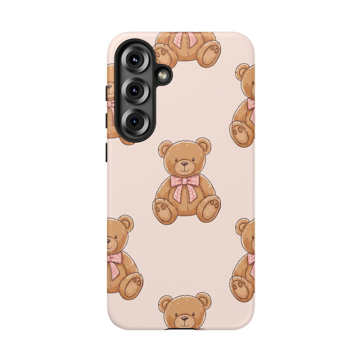 Teddy Bear Phone Case | Cute Coquette Aesthetic Pink Bear Pattern Case | Kawaii Soft Girl iPhone & Samsung Tough Protective Case