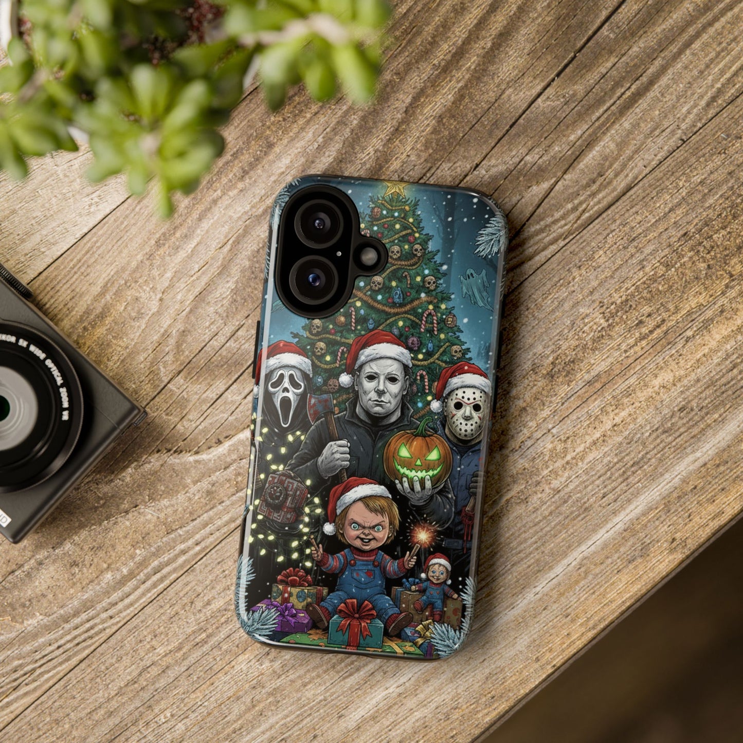 Christmas Horror Phone Case – Festive Slasher Collage Tough Case (iPhone, Samsung, Pixel)