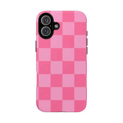 Pink Checkerboard Phone Case | Cute Aesthetic Checkered iPhone & Samsung Tough Case