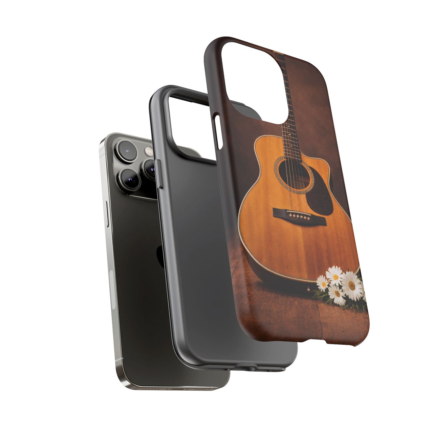 Acoustic Guitar Daisy Phone Case | Rustic Music Lover Tough Cover
