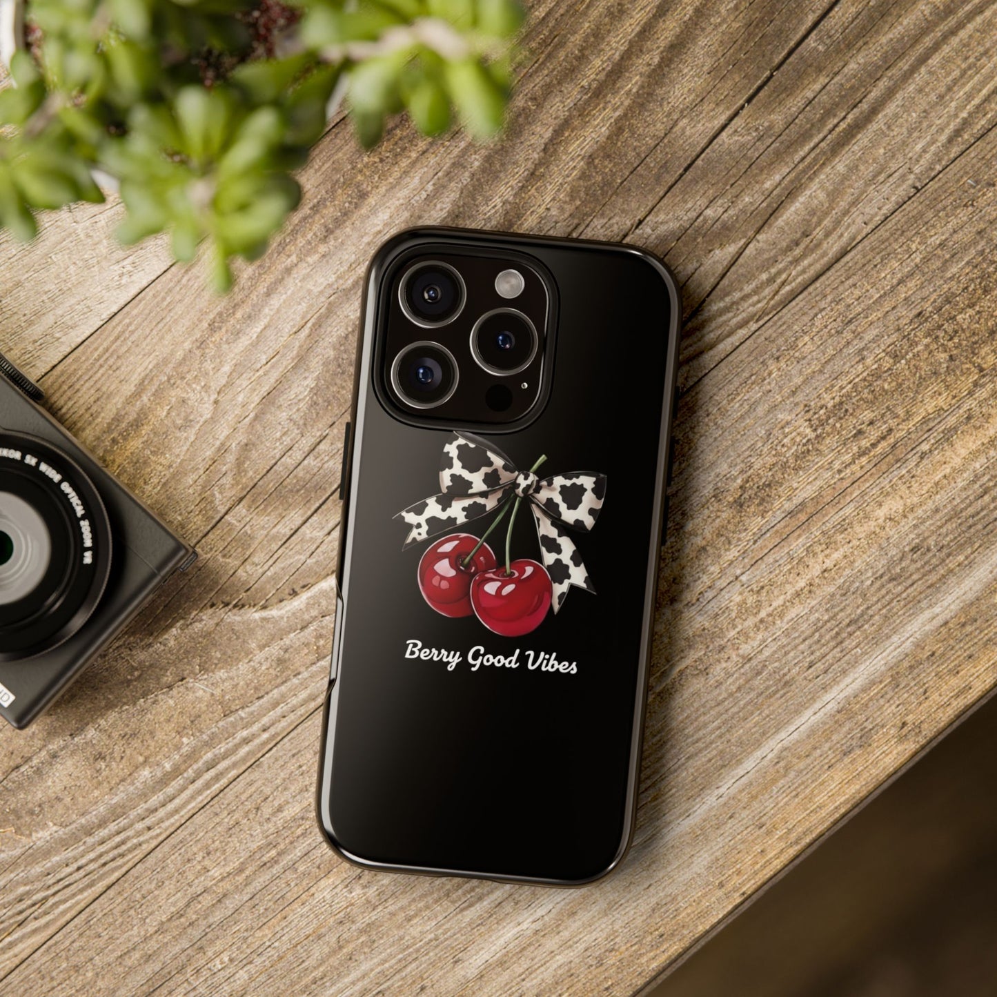 Cherry Cow Print Phone Case | Coquette Bow Aesthetic iPhone & Samsung Tough Case