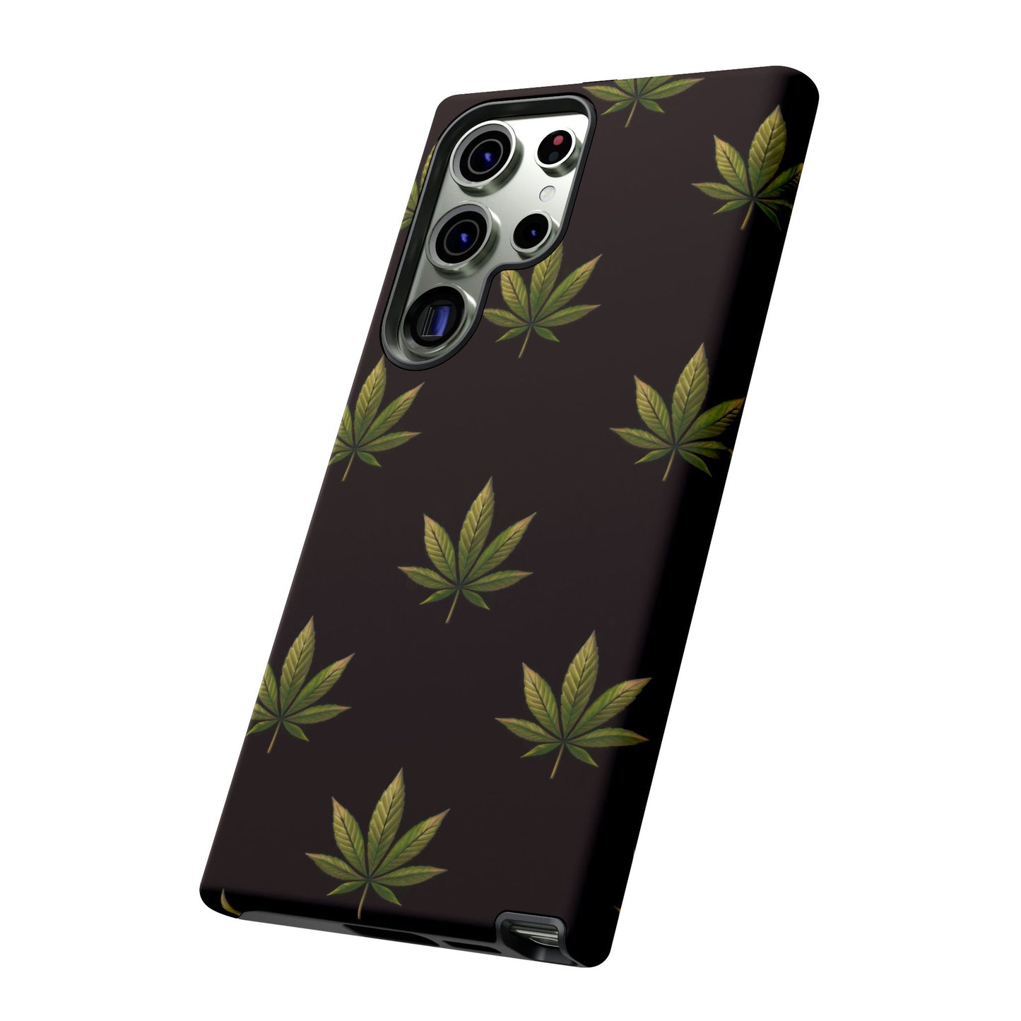 Cannabis Leaf Phone Case Green Weed Leaf Pattern Tough Protective Cover