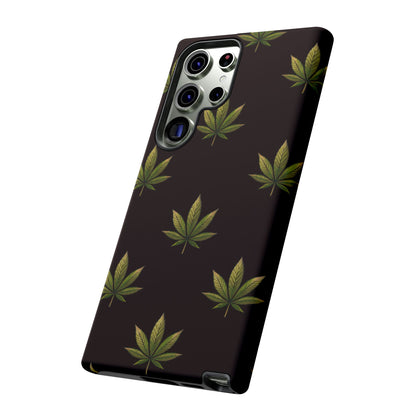 Cannabis Leaf Phone Case Green Weed Leaf Pattern Tough Protective Cover