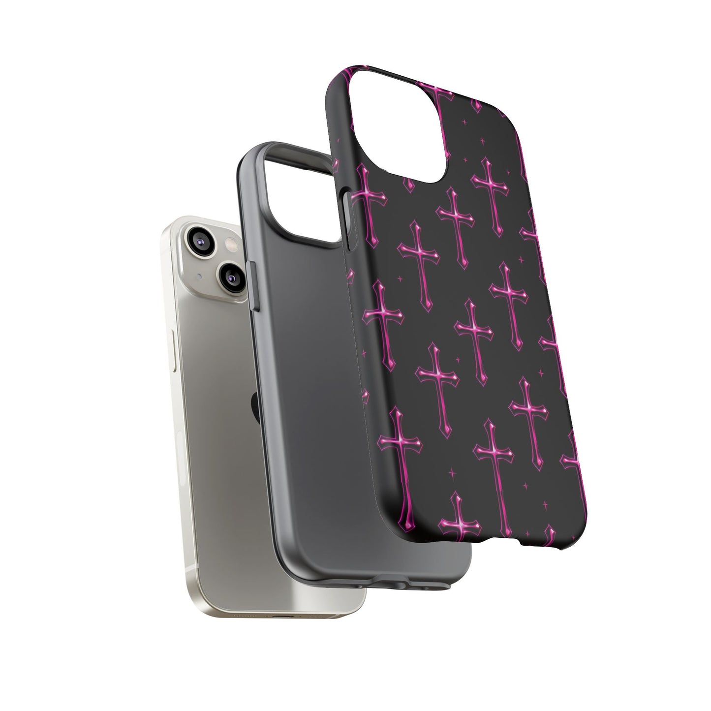 Neon Pink Cross Pattern Phone Case | Tough Protective Case for Iphone, Samsung Galaxy and Pixel