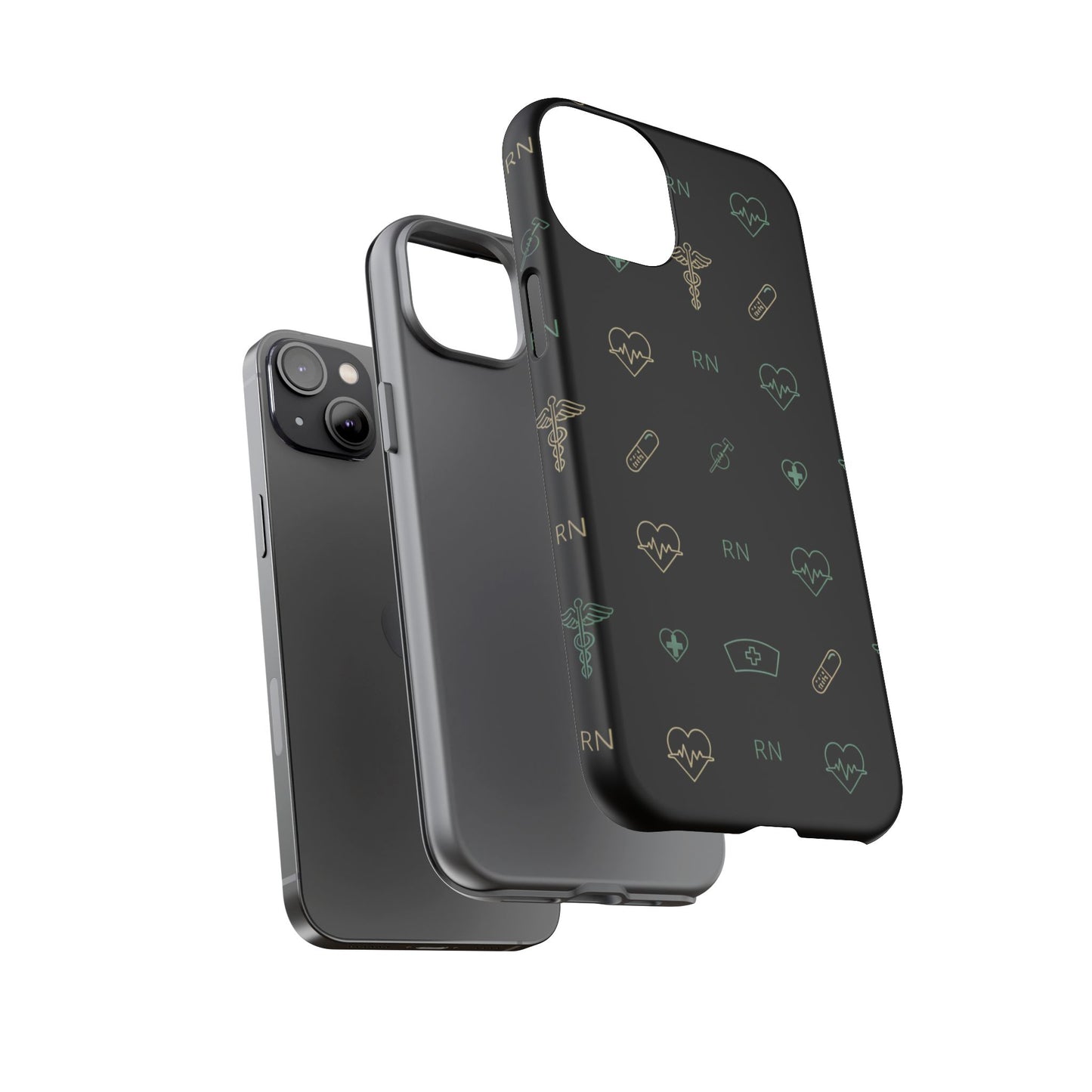 RN Nurse Phone Case – Minimal Medical Icon Pattern Healthcare Worker Tough Case
