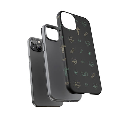 RN Nurse Phone Case – Minimal Medical Icon Pattern Healthcare Worker Tough Case