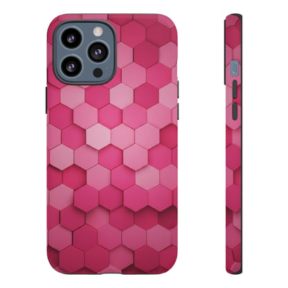 Hot Pink Hexagon Phone Case | Honeycomb Geometric Aesthetic | Cute Pink iPhone & Samsung Tough Protective Case