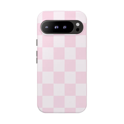 Light Pink Checkerboard Phone Case | Pastel Aesthetic Checkered iPhone & Samsung Tough Case