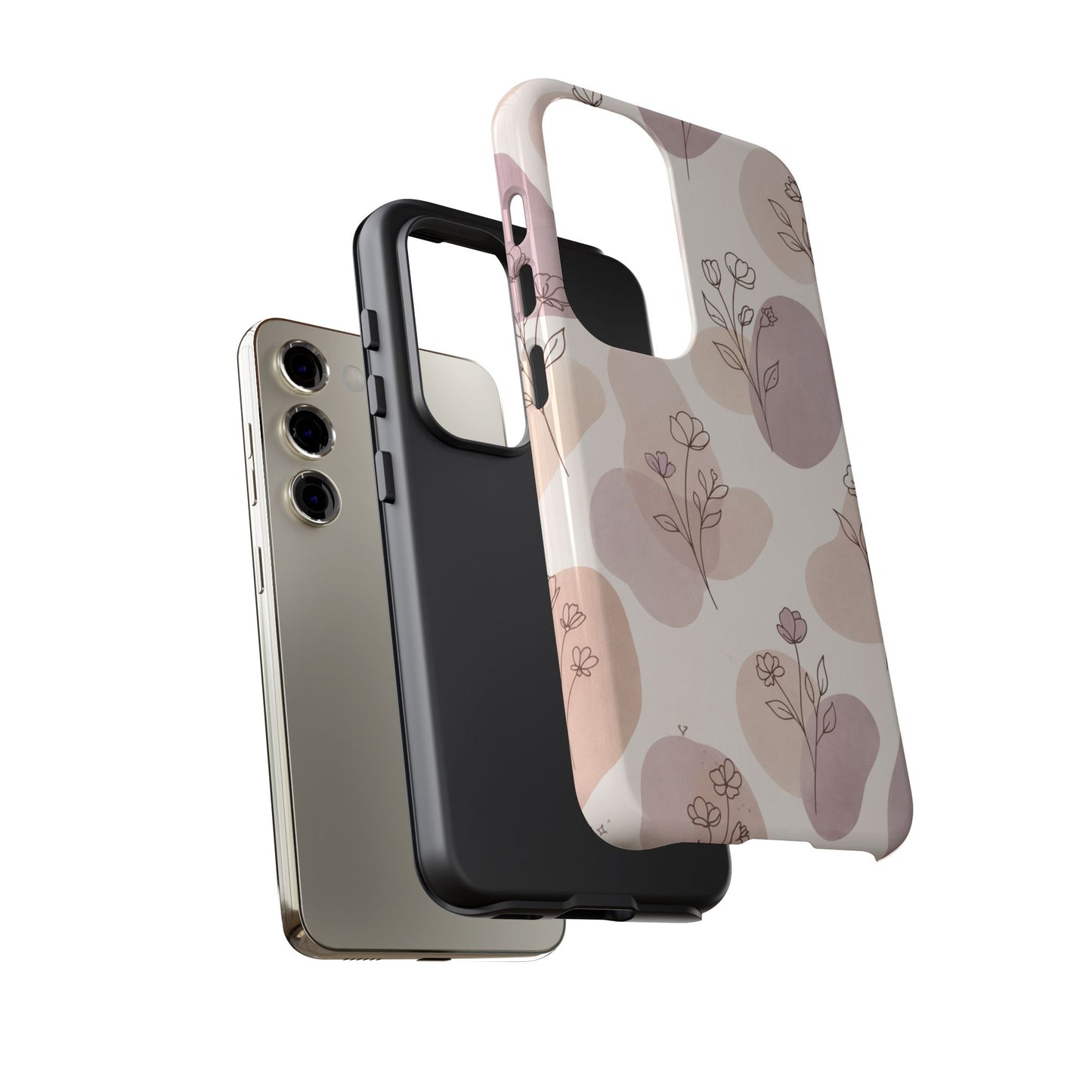 Blush Floral Phone Case Neutral Botanical Watercolor Tough Cover