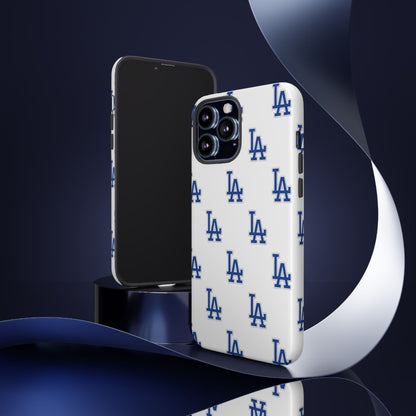 Blue LA Monogram Pattern Phone Case | Minimal Baseball Inspired Tough Cover