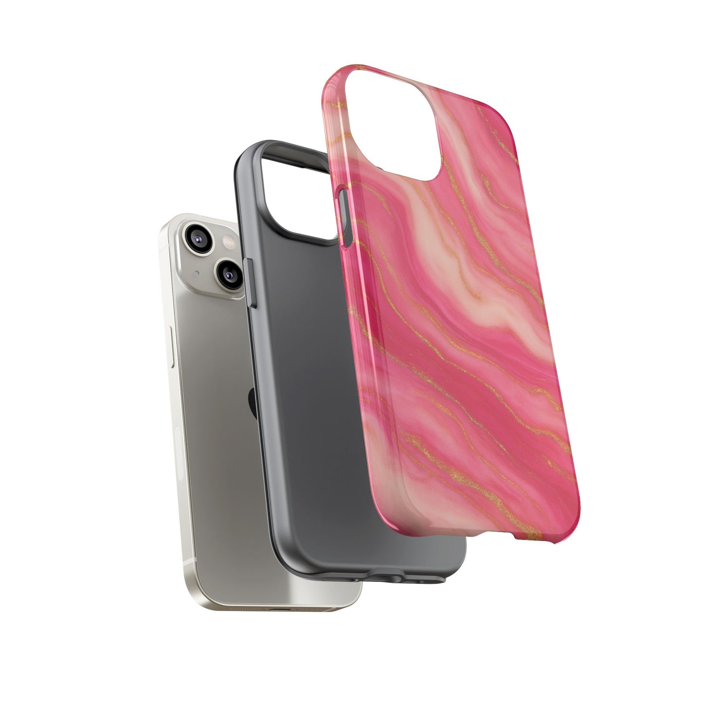 Pink Marble Phone Case | Rose Gold Swirl Aesthetic Tough Protective Case