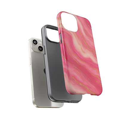 Pink Marble Phone Case | Rose Gold Swirl Aesthetic Tough Protective Case