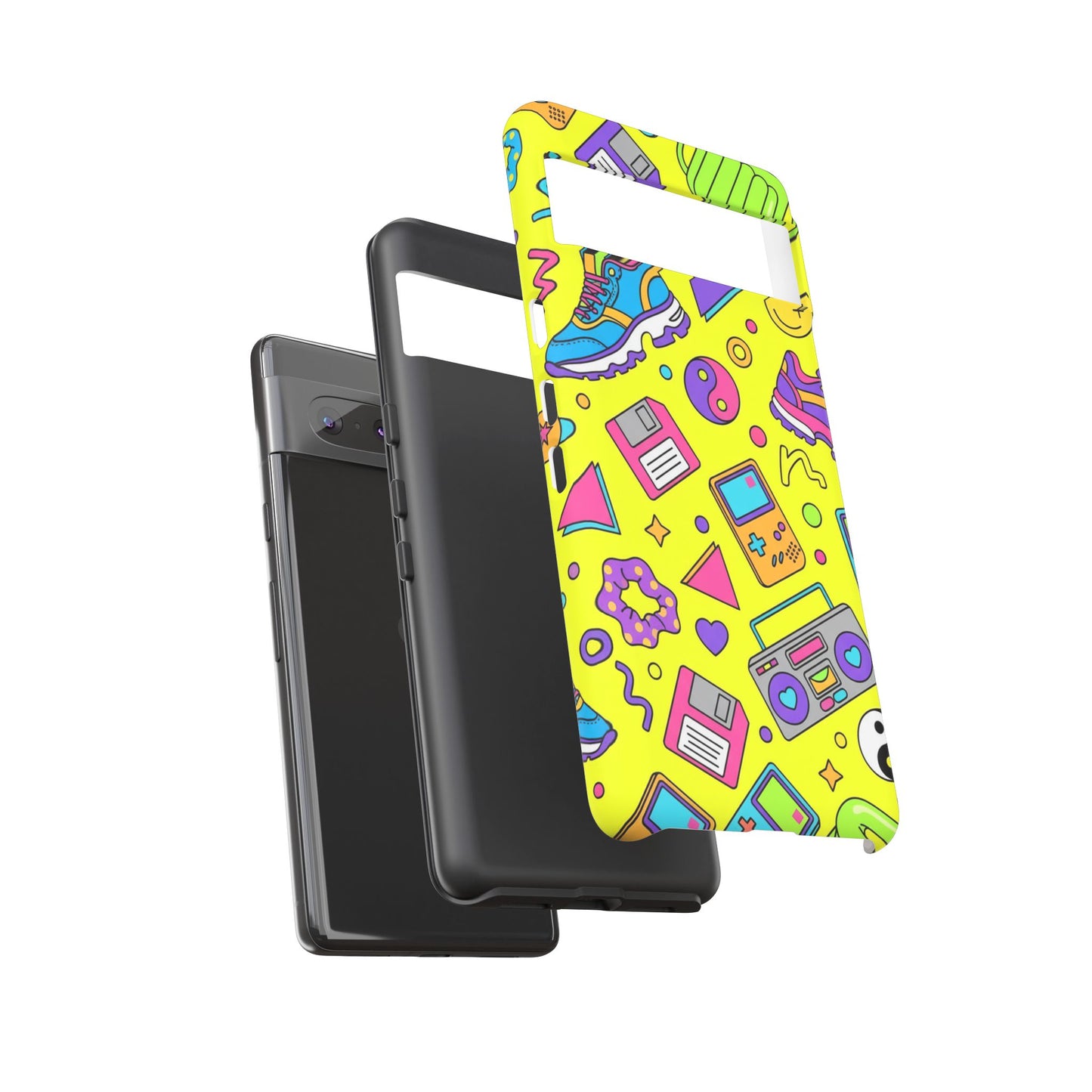 90s Retro Neon Phone Case – Y2K Nostalgia Colorful Icons Tough Protective Case
