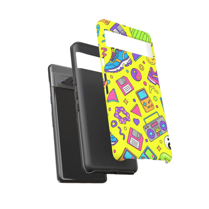 90s Retro Neon Phone Case – Y2K Nostalgia Colorful Icons Tough Protective Case