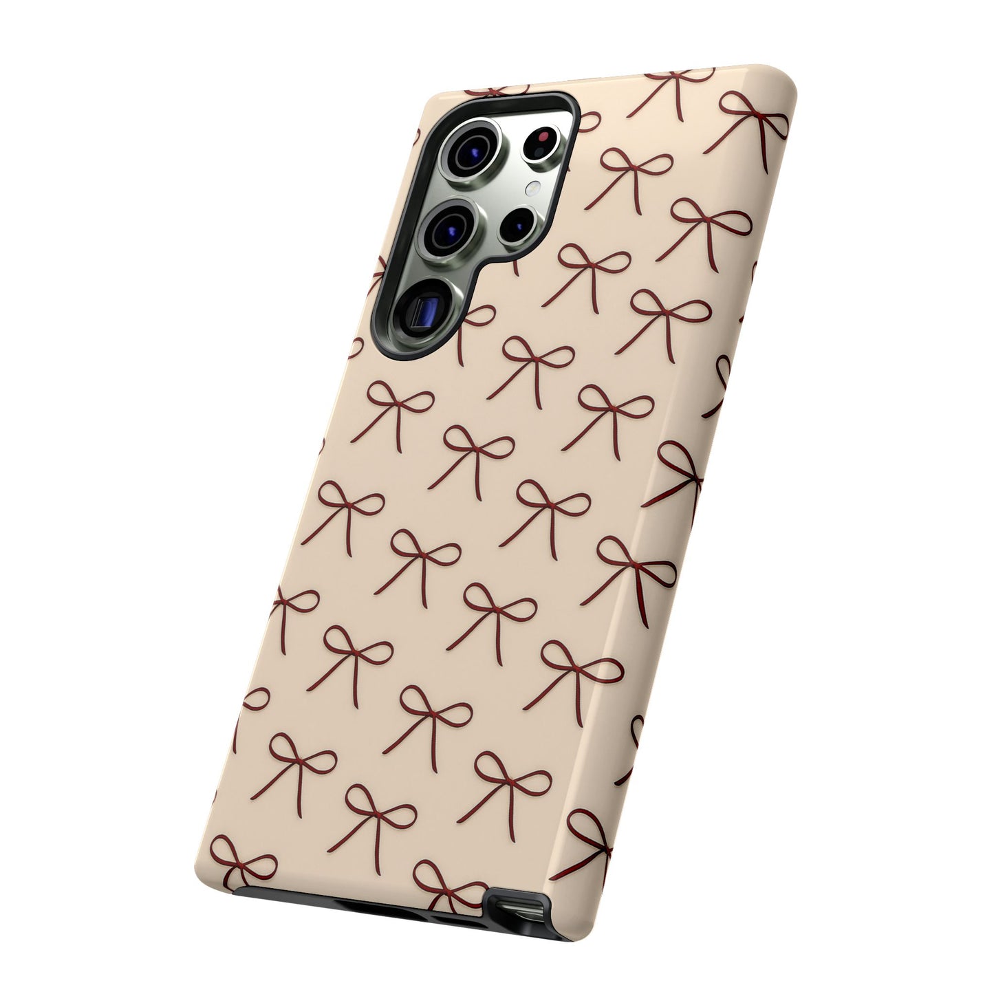 Coquette Bow Phone Case | Neutral Beige Aesthetic iPhone & Samsung Tough Case