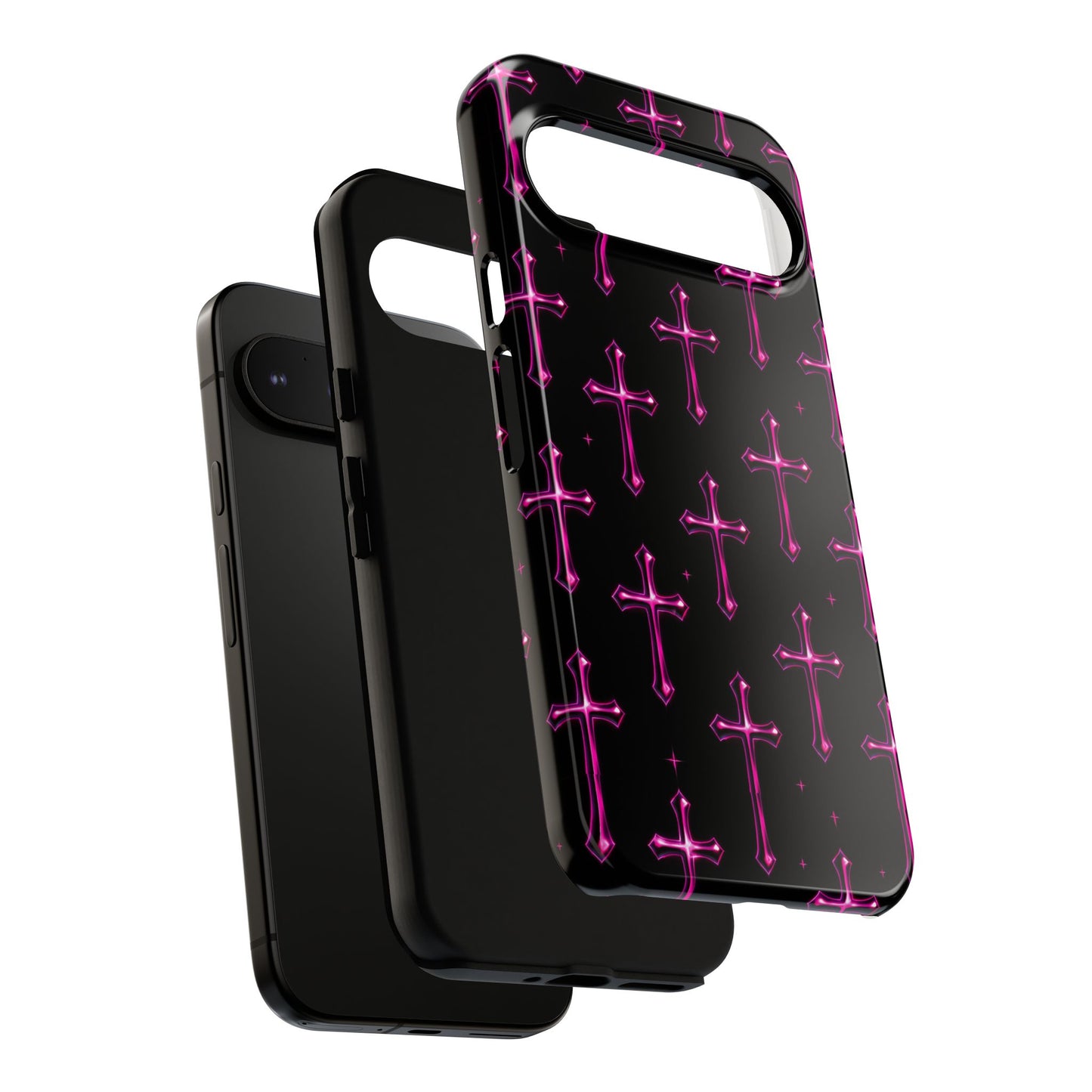 Neon Pink Cross Pattern Phone Case | Tough Protective Case for Iphone, Samsung Galaxy and Pixel