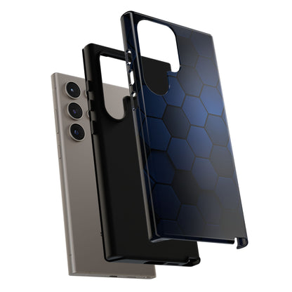 Blue Hexagon Gradient Phone Case | Honeycomb Geometric Tech Aesthetic | Minimalist Tough Case for iPhone & Samsung