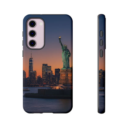 Statue of Liberty Sunset Phone Case – New York City Skyline Travel Aesthetic Tough Case
