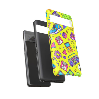 90s Retro Neon Phone Case – Y2K Nostalgia Colorful Icons Tough Protective Case