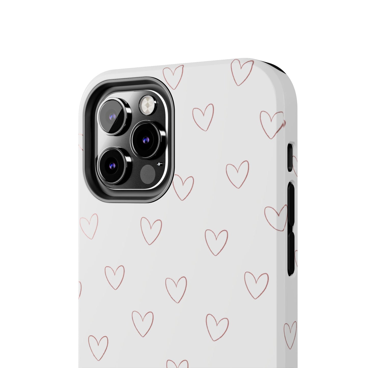 Hand-Drawn Hearts Tough Phone Case | Minimal Pink Heart Pattern