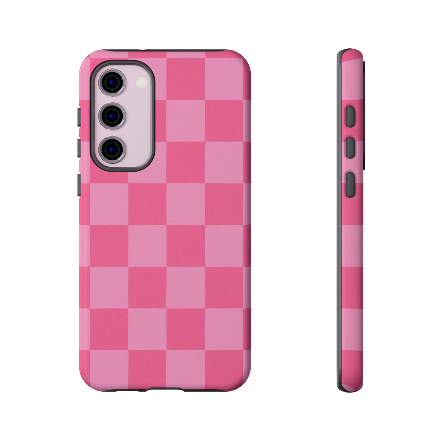 Pink Checkerboard Phone Case – Cute Aesthetic Tough Case for iPhone & Samsung