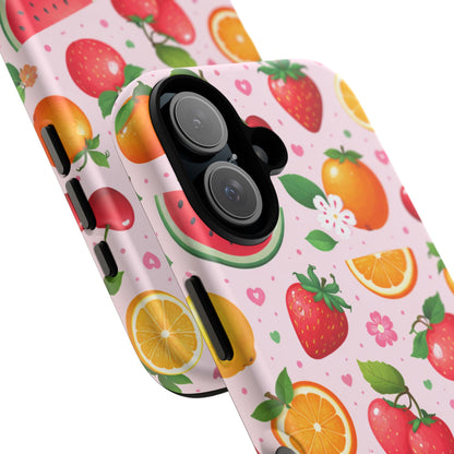 Fruit Phone Case – Tough Shockproof, Strawberry Cherry Citrus Summer Design for Iphone, Samsung Galaxy and Pixel