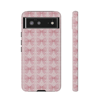 Pink Bow Pattern Phone Case – Soft Coquette Aesthetic Tough Case