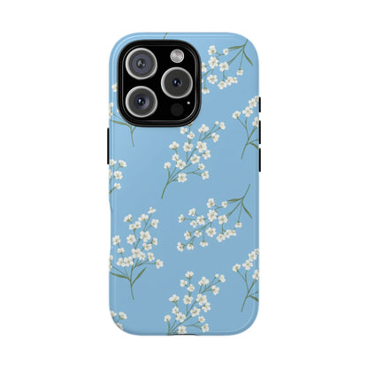 Baby’s Breath Floral Phone Case – Blue Minimal Flower Aesthetic Tough Case