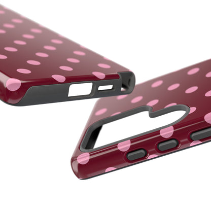 Pink Polka Dot Phone Case – Cute Aesthetic Tough Protective Phone Cover for Iphone, Samsung Galaxy and Pixel