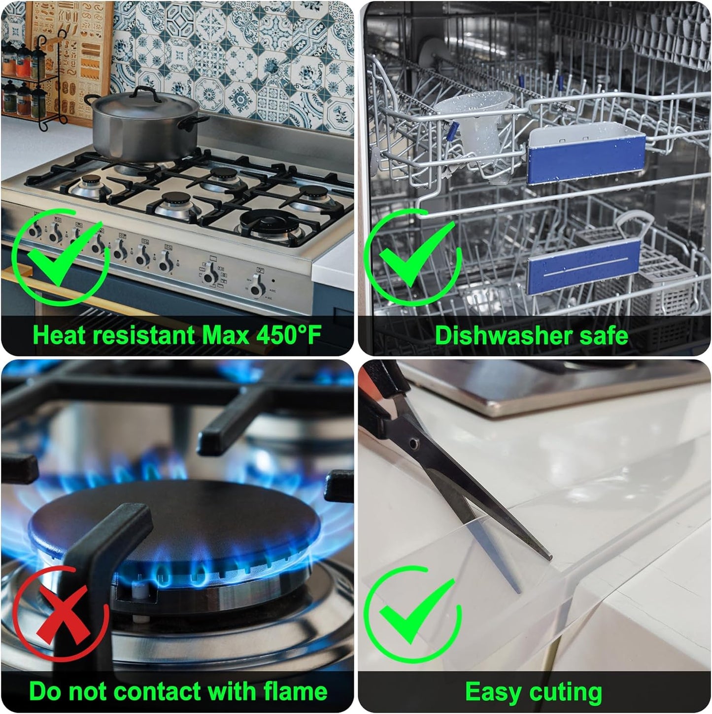 Silicone Stove Counter Gap Cover Kitchen Counter Gap Filler Transparent 25" Long Gap Filler Sealing Spills between Kitchen Appliances Washing Machine and Stovetop, Set of 2 (Clear)