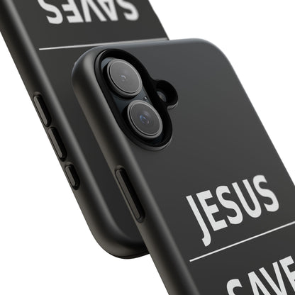 Jesus Saves Phone Case Christian Religious Minimalist Black Tough Cover