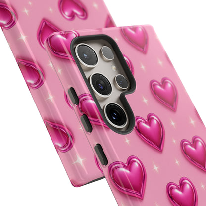 Pink Heart Pattern Phone Case | Tough Protective Case for Iphone, Samsung Galaxy and Pixel