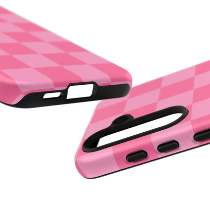 Pink Checkerboard Phone Case – Cute Aesthetic Tough Case for iPhone & Samsung