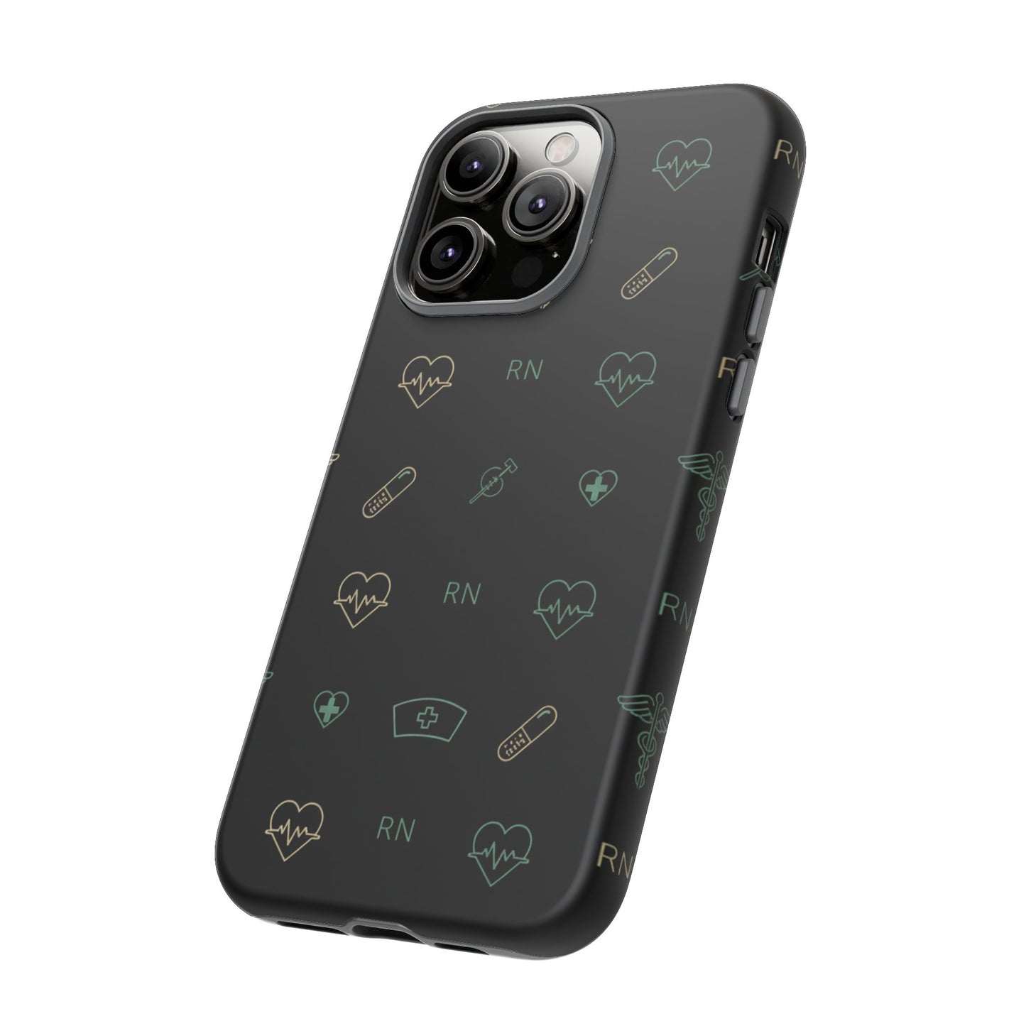 RN Nurse Phone Case – Minimal Medical Icon Pattern Healthcare Worker Tough Case