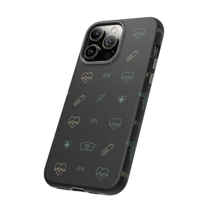 RN Nurse Phone Case – Minimal Medical Icon Pattern Healthcare Worker Tough Case